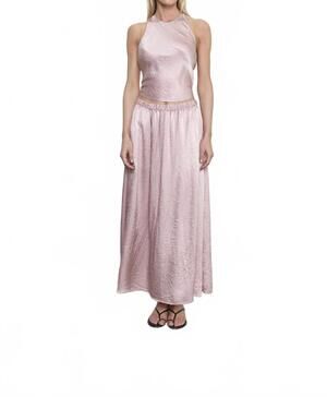 NEW ENZA COSTA textured satin halter scarf top in rose blush